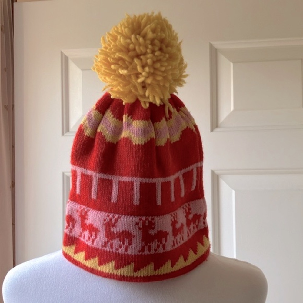 Vintage Obermeyer USA Knit Winter Pom Pom Hat Size OS